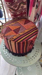 Ottoman Vintage Tribal Kilim Rug Design Coffee Stool - 35cm x 35cm - Picture 1 of 4