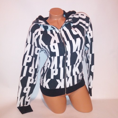 UNDERCOVER Felpa con cappuccio Victoria's Secret ROSA full zip piccola nera bianca manica lunga logo con cappuccio