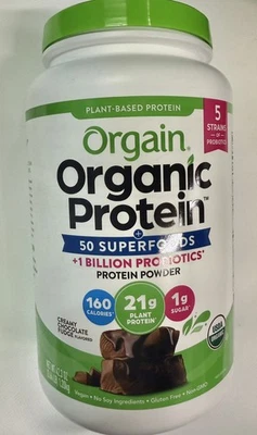 Proteína en polvo Orgain Organic Chocolate Fudge 2,64 lb. Exp 3/27 - Nuevo y precintado Foto 1 de 4