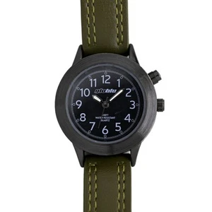 Globlu Military Field Watch Black Case Olive Green Strap 100FT WR Quartz - Picture 1 of 10