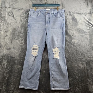 Pantalones de mezclilla rectos Good American para mujer talla 16 desgastados Good Petite tiro medio  - Imagen 1 de 15