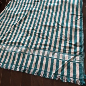 HERMES Verde Esmeralda Rayas Toalla de Playa Grande Sofá Cubierta Sábana Manta Alfombra - Imagen 1 de 12