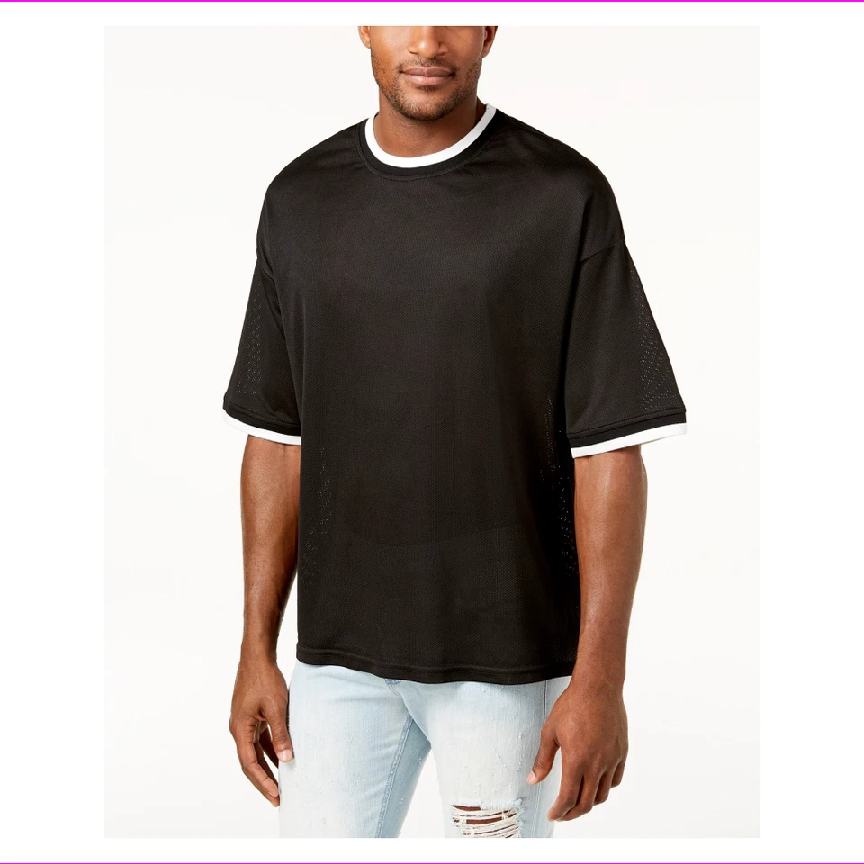 Camiseta para hombre Jaywalker de malla con ribete al hombro caído, negra, M Foto 1 de 1