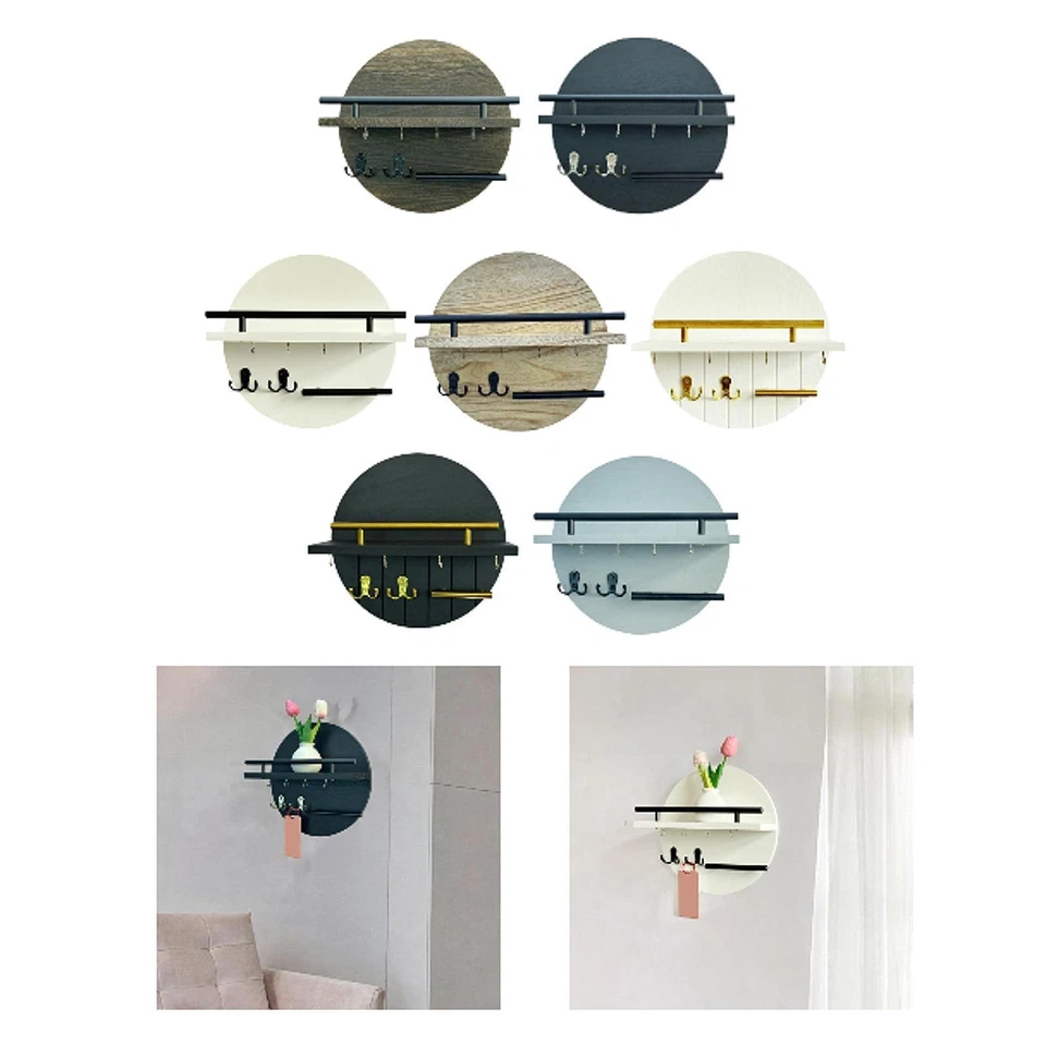 Wall Storage Shelf Key Holder Wall Mount Multipurpose Round Mail Holder Key - Image 1 of 1