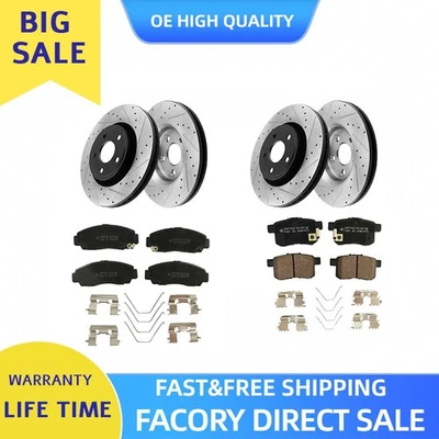 Front Rear Drilled Brake Rotors Brake Pads for 2011 2012 Honda Accord Acura TSX - Изображение 1 из 4