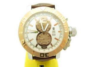TECHNO SPORT CHRONOGRAPH STAINLESS STEEL ROSE GOLD TONE BROWN LEATHER WATCH GIFT - Picture 1 of 1
