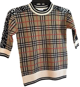 Burberry Mädchen Merinowolle Pullover Kleid Nova Front&Leopard Back Pattern Gr. 4Y - Bild 1 von 16