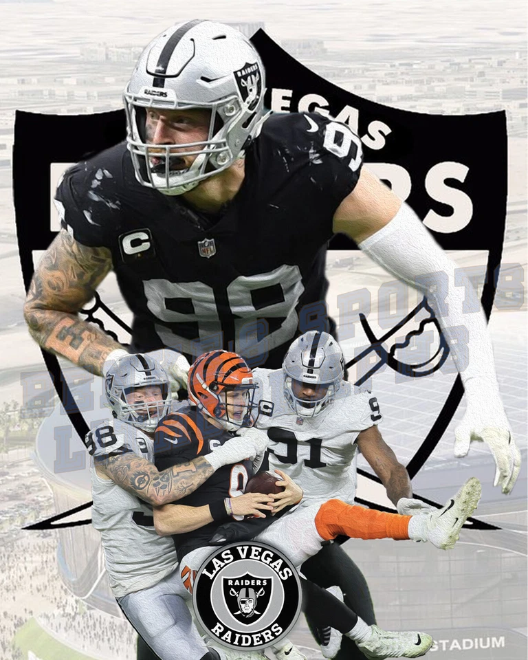 Impresión litográfica Oakland Raiders de Maxx Crosby 2022  Foto 1 de 1