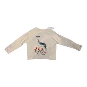 Gymboree Girls Beige Deer & Flowers Long Sleeve T-Shirt Modal Small NWT - Picture 1 of 7