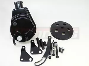 SB Chevy Black Saginaw 5/8" Keyway Power Steering Pump Kit w/ Bracket & Pulley - Picture 1 of 9