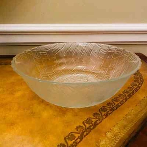 Vintage Frosted Glass Textured Basketweave Serving Bowl - Picture 1 of 4