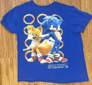 Sonic the Hedgehog 2 Kids Blue Graphic Tee Short Sleeve 100% Cotton Size Small - Picture 1 of 4