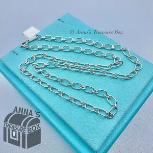 Tiffany & Co. 925 Silver Rectangle Link Chain 18" Necklace (pouch) - Picture 1 of 5