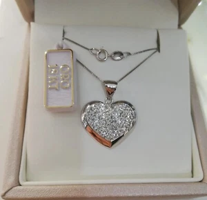 Collana veneziana e ciondolo pendente cuore bombato in oro bianco 750 18 kt - Imagen 1 de 10