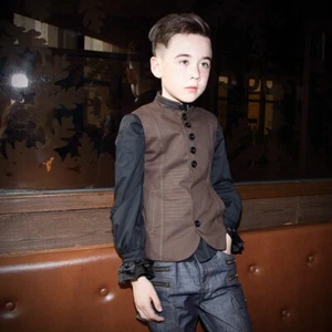 Boys Vintage Style Waistcoat – Sleeveless Velvet Cotton Uniform Vest for Kids - Picture 1 of 10