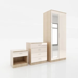 Modern High Gloss Bedroom Furniture Sets Wardrobe Chest of Drawers Bedside Table - Picture 1 of 19