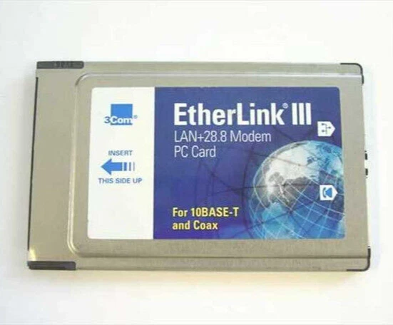 3Com EtherLink PCMCIA Ethernet LAN + Modem PC Card 3C562B with Dongle Cables - Image 1 of 1