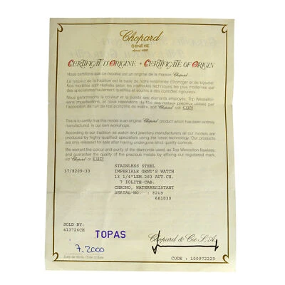 Authentic Chopard Imperiale Certificate Service Centers for Watch - Image 1 of 2