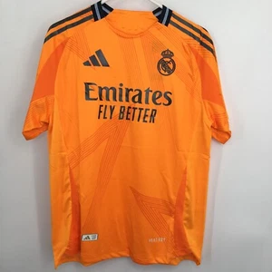 Real Madrid 2024 Away Authentic Soccer Jersey Men's Large Orange Adidas Slim Fit - Picture 1 of 8