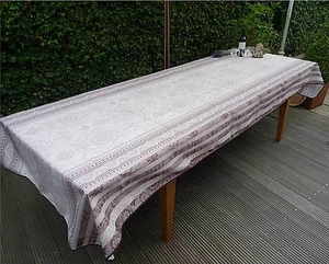 Tablecloth Provence 150x300 CM Cream Grey from France Easy-Care Non-Iron - Picture 1 of 5