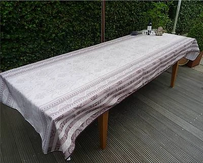Tablecloth Provence 150x300 CM Cream Grey from France Easy-Care Non-Iron - Image 1 of 4