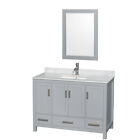 Wyndham Wcs141448Sgycmunsm24 48" Vanity in Gray + Carrera Marble and Square Sink