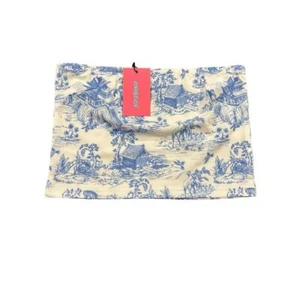 Edikted Tube Top Women's Size Small Blue White Floral Strapless Cropped NEW - Picture 1 of 11