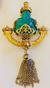 BROCHE DE PIN FIGURATIVO RARO DE COLECCIÓN VERDE LUCITA/RESINA BUDA - Imagen 1 de 6