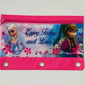 Disney Frozen Hot Pink 3-Ring Binder Zippered Stationery School Pencil Pouch - Picture 1 of 2