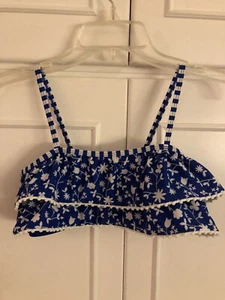 Target Bikini girls size 10-12 L Cat & Jack Bathing Suit 2 Piece Blue And White - Picture 1 of 11