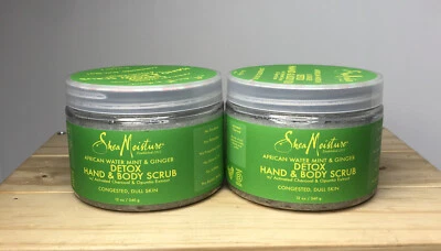 2x Shea Moisture African Wild Water Mint Detox & Stimulate Hand/Body Scrub 12 oz - Image 1 of 4