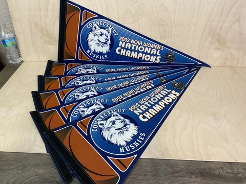 LOT of SIX 2002 UCONN CONNECTICUT HUSKIES WOMEN'S BASKETBALL CHAMPIONS PENNANTS Cover