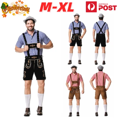 Oktoberfest Lederhosen Costume Bavarian German Beer Hat Cosplay Halloween Party — 第 1/4 张图片