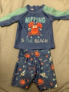 Baby Boy 9-12 Months Swim Shirts And Top, Nipping To the Beach - Picture 1 of 3