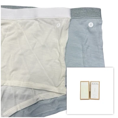 NUEVO CON ETIQUETAS Allbirds Trino Shortie Bragas Talla XXXL 3XL Gris Crema Lana Merino Conjunto de 2 Foto 1 de 4