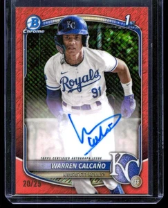Bowman Chrome 1st Warren Calcano 2025 refractor brillante naranja automático/25 Royals - Imagen 1 de 2