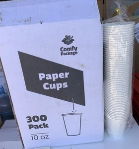 Paper Hot Cups Double-Walled 10oz White 300 Comfy New Coffee Beverages Hot Cold - Picture 1 of 1