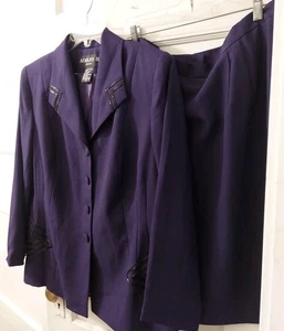 Nuevo sin etiquetas Traje Falda Elegante ADOLFO II ATELIER Para Mujer Talla 18W Púrpura 2 Piezas Cuentas  - Imagen 1 de 13