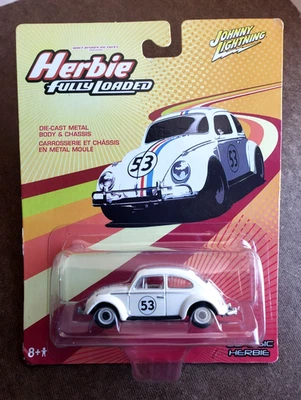 2005 Johnny Lightning 1966 VW BEETLE HERBIE FULLY LOADED White #53 Classic  1:64 - Image 1 of 4