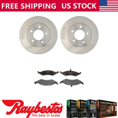 Front Brake Rotors + Metallic Brake Pads & Hardware For 1991 Ford Taurus - Image 1 of 4