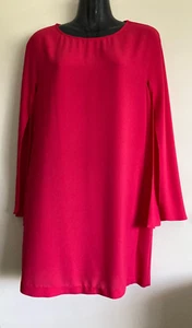 Zara Spain Size Medium Red with Long split flare Sleeves short shift dress - Picture 1 of 6