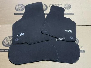 VW Golf MK5 R32 Front Black Carpet Floor Foot Mats Embroidered R Logo OEM RHD - Picture 1 of 4