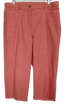 Allison Daley Petite Capris Cropped Stretch Orange White Geometric Size 14P NWOT - Image 1 of 4