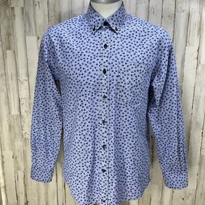 Men's Cutter & Buck Button Down Blue Shirt Size M Floral Pattern Long Sleeve U20 - Picture 1 of 11