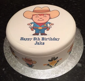 Cowboy pre-cut Edible Icing Cake Topper OR Ribbon - Picture 1 of 11
