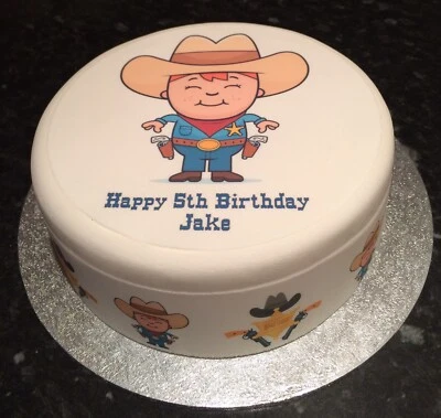 Cowboy pre-cut Edible Icing Cake Topper OR Ribbon - Image 1 of 4