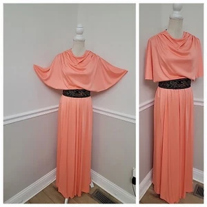 Vintage Miss Ari Hostess Maxi Dress /Empire Waist/ Batman Sleeves - Picture 1 of 11