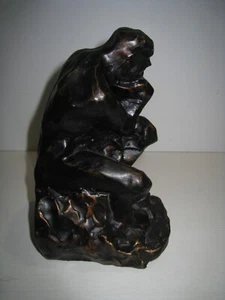 Heavy "Thinking Man" Paperweight Dark Brown Gold Accent Plaster 8"x4" - Picture 1 of 7