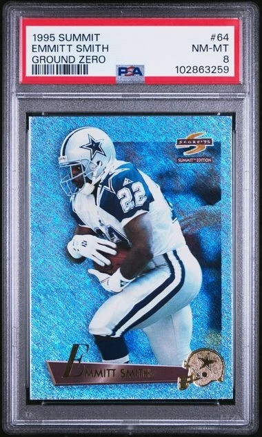 1995 Summit EMMITT SMITH Dallas Cowboys GROUND ZERO Parallel PSA 8 Pop  4 Low - Image 1 of 2
