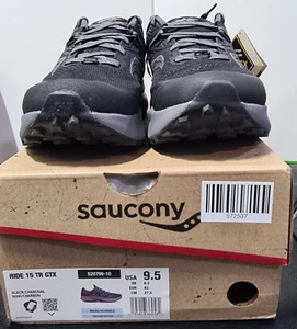 Saucony Ride 15 TR GORE-TEX Mens Trail Running Trainers Black Waterproof UK9.5 - Picture 1 of 8